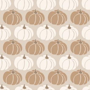 Pumpkins Ivory and Tan Brown: Fall Thanksgiving V3 Autumn Pumpkin Nature Leaves - M