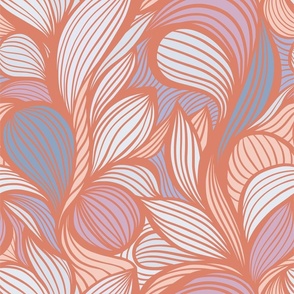 Orange Colorful Intangible Pattern Waves - Vector Seamless Pattern