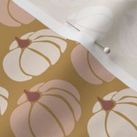Pumpkins Beige And Pink On Gold: Fall Thanksgiving V3 Autumn Pumpkin Nature Leaves - S