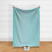 2 inch Wide Vertical Palm Beach Pink and South Beach Aqua Cabana Stripes