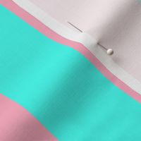 2 inch Wide Vertical Palm Beach Pink and South Beach Aqua Cabana Stripes