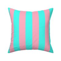 2 inch Wide Vertical Palm Beach Pink and South Beach Aqua Cabana Stripes