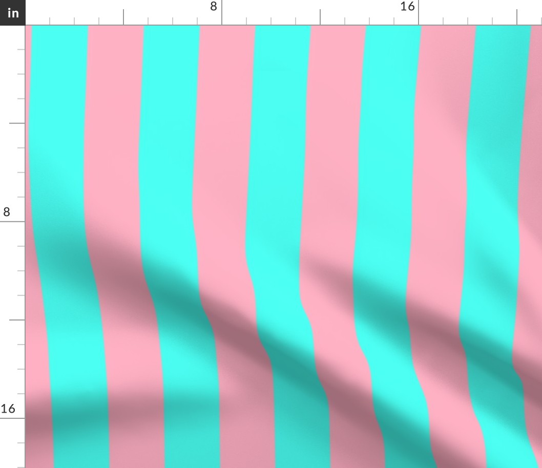 2 inch Wide Vertical Palm Beach Pink and South Beach Aqua Cabana Stripes