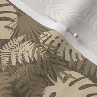 tossed tropical leaves in mushroom and beige | small