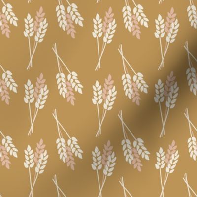 Wheat Plants: Fall Thanksgiving V3 Wheat Harvest Nature Crop Autumn Leaves Fall Pink And White On Gold - M