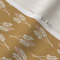 Wheat Plants: Fall Thanksgiving V3 Wheat Harvest Nature Crop Autumn Leaves Fall Pink And White On Gold - S