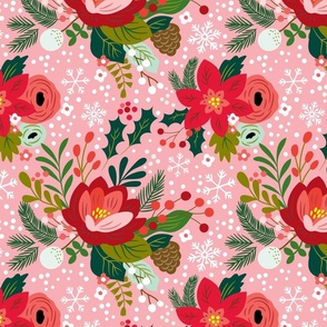 Large Pink Floral Christmas