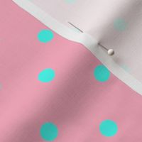 Small Polka Dots in South Beach Aqua Blue on Palm Beach Pink