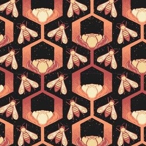 Honeycomb Bee Fabric, Wallpaper and Home Decor