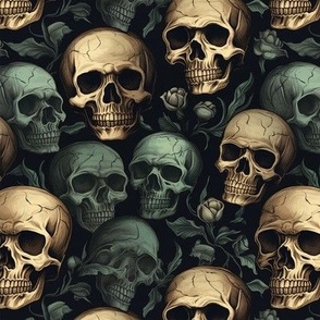 Gothic Skulls, Realistic Human Skull Pattern