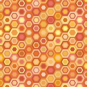 Multicolored Hexagons, orange golds, 12 inch