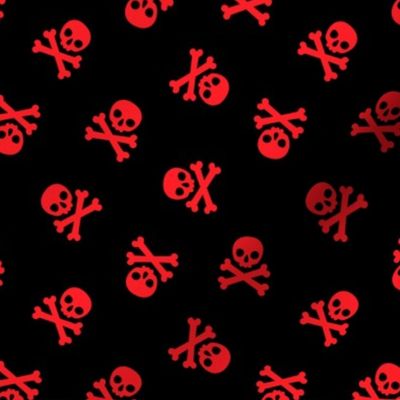 Halloween Skulls and Cross Red and Black, Halloween Fabric