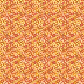 Multicolored Hexagons, orange golds, 4 inch