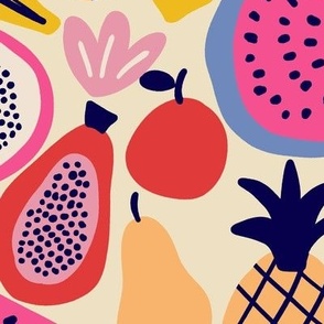 Colorful tropical fruits in cream - Large scale