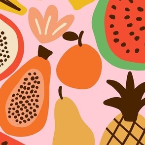 Colorful tropical fruits in pink - Large scale