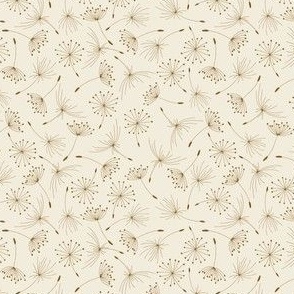(S) brown dandelion fluff on beige, boho style