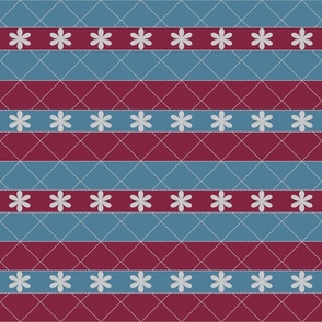 2 Tone-Quilted Floral Stripe-Stormy Ridge-Beetroot