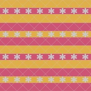 2 Tone-Quilted Floral Stripe-Canary-Strawberry Moon