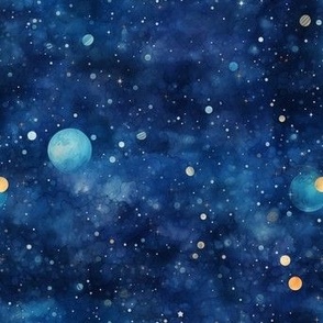 stars and planets in space