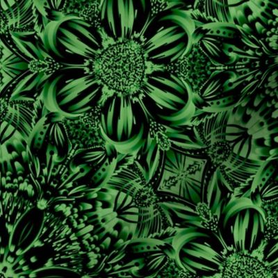 intricate floral ornament green black