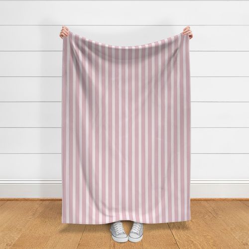 Classic Traditional Ticking Stripe in Soft Vintage Pink and White