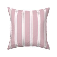 Classic Traditional Ticking Stripe in Soft Vintage Pink and White