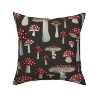 Red Mushroom with White Dots on Brown LARGE  (24x24)