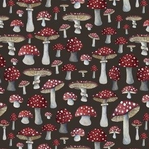 Red Mushroom with White Dots Brown SMALL (5.25x5.25)