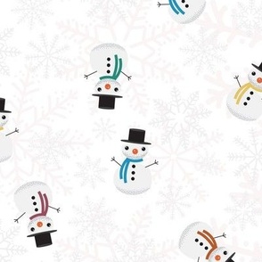 Midi - Cute Christmas Snowmen & Festive Snowflakes - Winter White