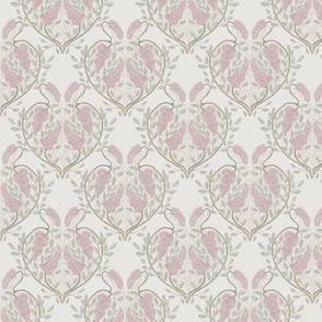 Blush pink and green floral traditional wallpaper design 
