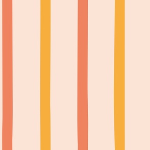 xl creamy peach, coral pink and mustard organic stripe
