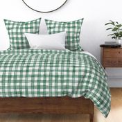 french country gingham - emerald color - watercolor botanical green plaid wallpaper