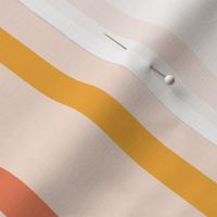 Creamy peach, coral pink and mustard organic stripe