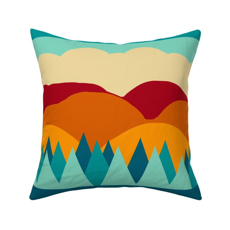 Landscape teal orange striped large scale