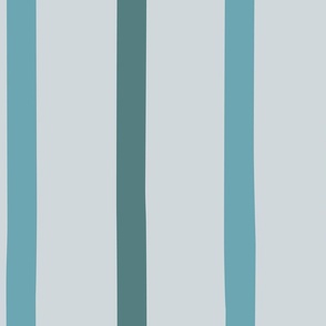 Large pale pastel blue and teal organic stripe
