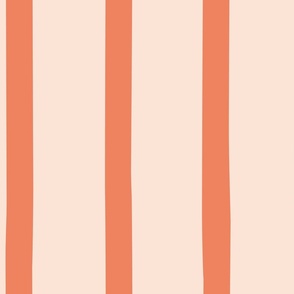 Large creamy peach and coral pink organic stripe