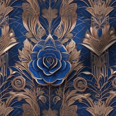 Blue rose gold,Art Nouveau,William Morris,Victorian era,Belle Époque,Floral motifs,Organic shapes,Curvilinear designs,Decorative arts,Stylized nature,Ornamental patterns,Whiplash curves,Intricate details,Aesthetic movement,Arts and Crafts,Jugendstil,Seces