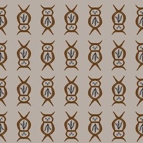 Simple Brown Owls on Tan Background. Large Scale. 