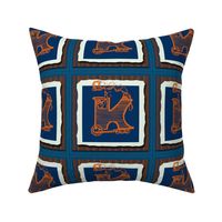 framed monogram K;coordinate of cute alphabet for young child;blue/rust