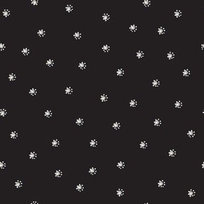 Dot Flowers in Cream and Tan on Dark Almost Black Background. Large Scale. 