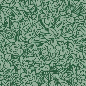 AMARI DOODLE FLORAL- GREEN LRG