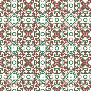 Midcentury Modern Groovy Bold Red and Green Festive Christmas Kaleidoscope Pattern