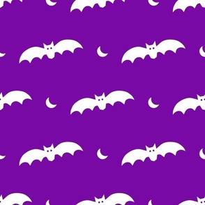 Large Scale Halloween Bats White on Purple