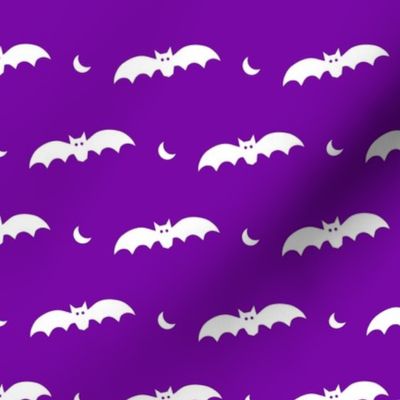 Medium Scale Halloween Bats White on Purple