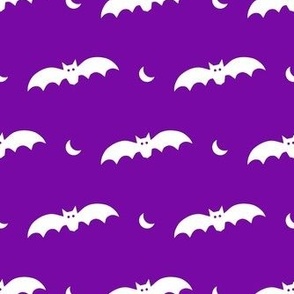 Medium Scale Halloween Bats White on Purple