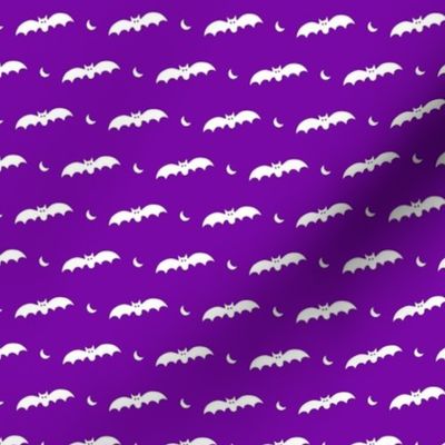 Small Scale Halloween Bats White on Purple