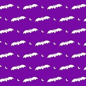 Small Scale Halloween Bats White on Purple