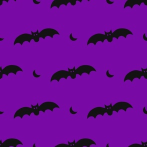 Large Scale Halloween Bats Black on Purple