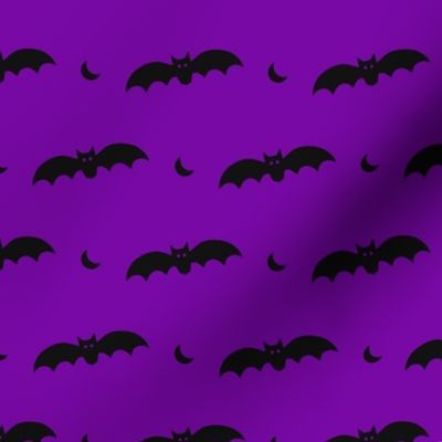 Medium Scale Halloween Bats Black on Purple