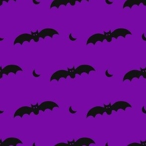 Medium Scale Halloween Bats Black on Purple